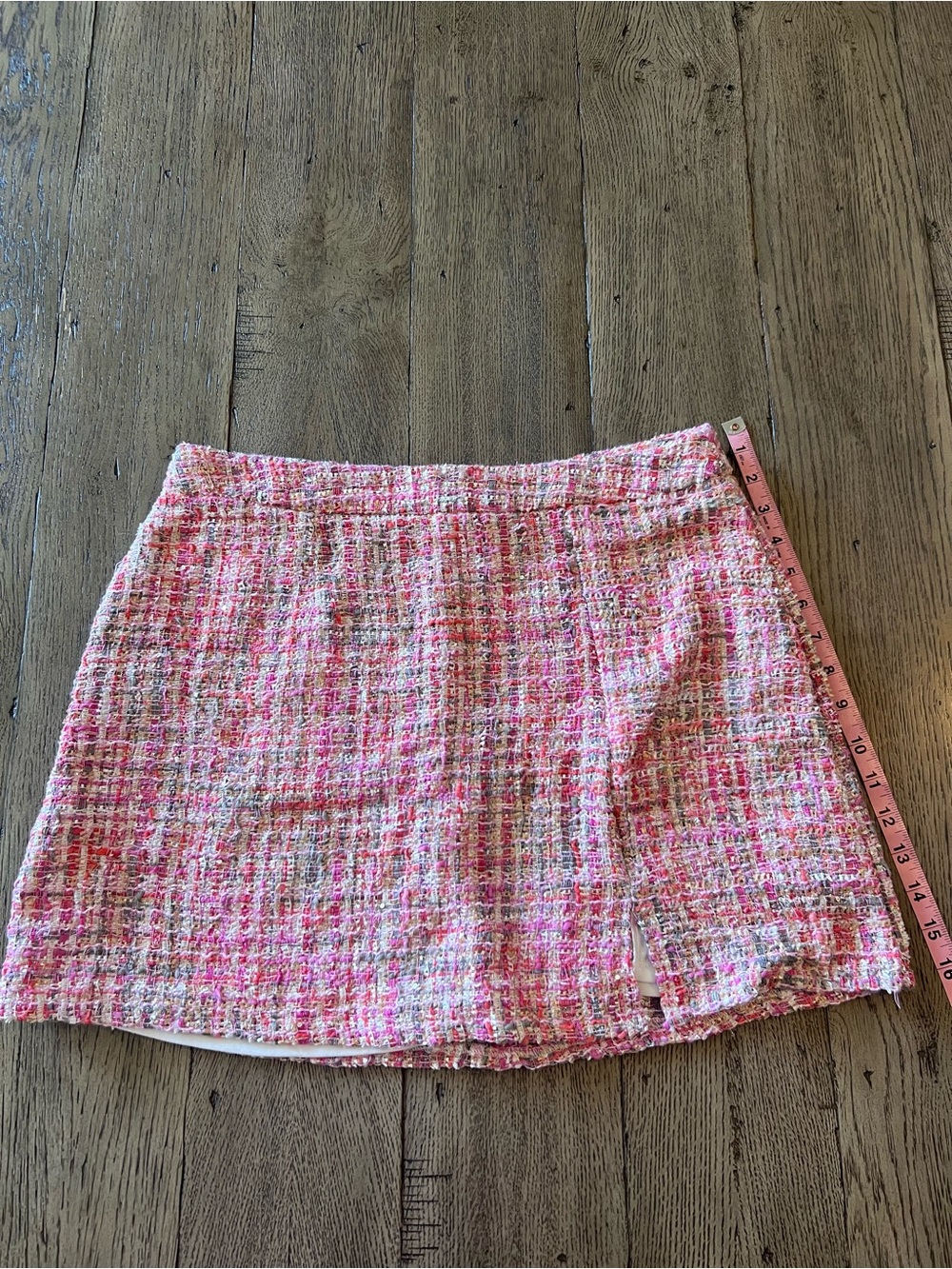 Blue Rain Francesca’s Pink Tweed Mini Skirt Size L NWT